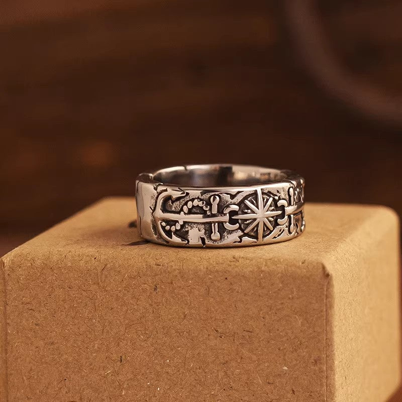 Kemstone Vintage Anchor Ring – Titanium Steel 9MM for Men NW-SR256