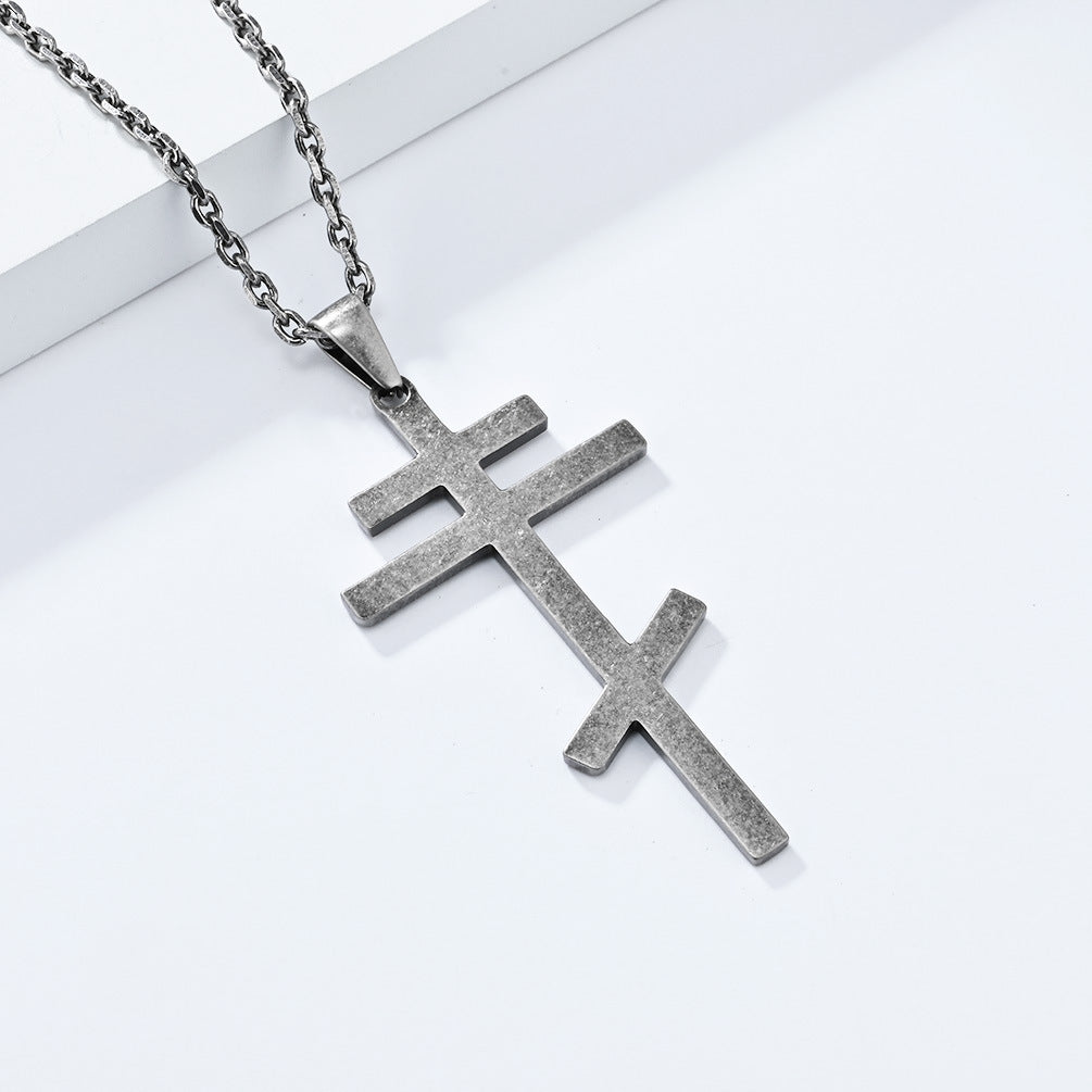 Kemstone Titanium Steel Cross Pendant Necklace for Men & Women – Minimalist Vintage Style K-PT539