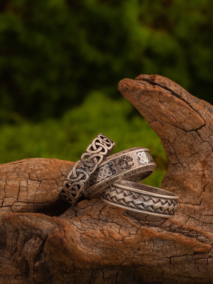 Kemstone Braided Texture Ring – Titanium Steel 7MM for Men NW-JZ167
