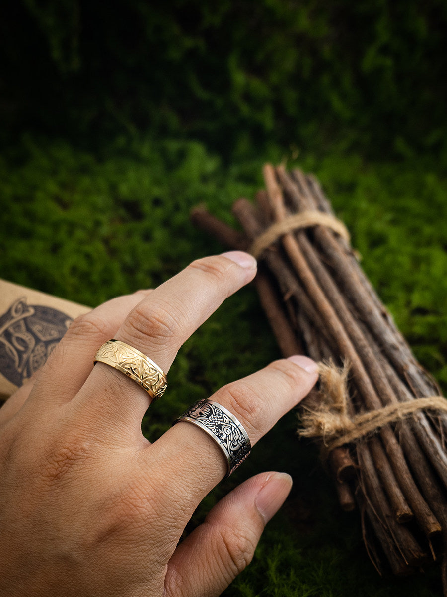 Kemstone Celtic Knot Gold Ring – Titanium Steel Pattern for Men NW-SJJ223