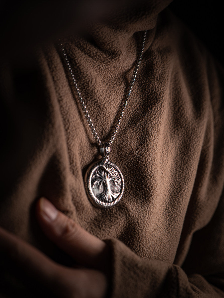 Kemstone Tree of Life Pendant Necklace – Norse Viking Titanium Steel for Men NW-XL177