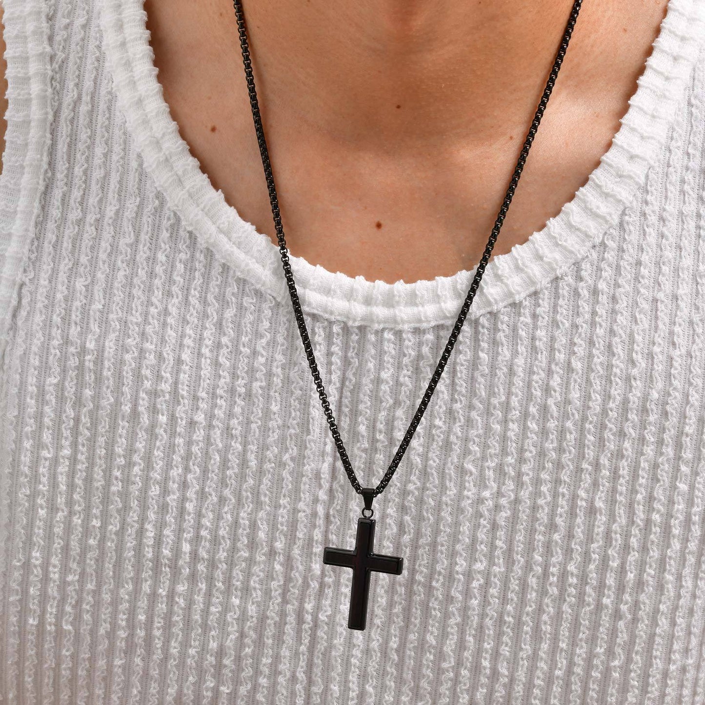 Kemstone Men’s Stainless Steel Cross Necklace – Ebony Black Pendant PN-2209
