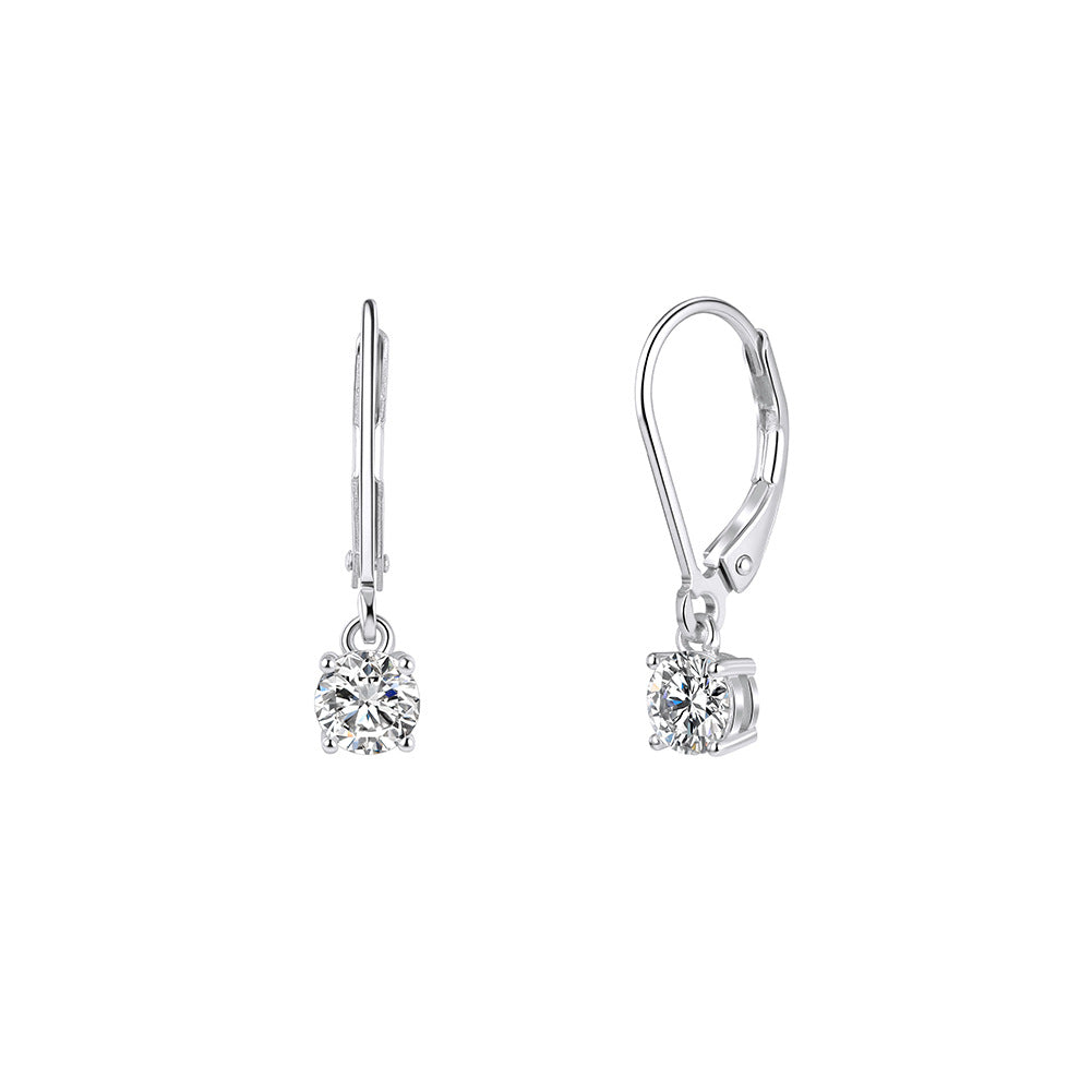 Kemstone Round Cubic Zirconia Leverback Earrings for Women 925 Sterling Silver LZE62