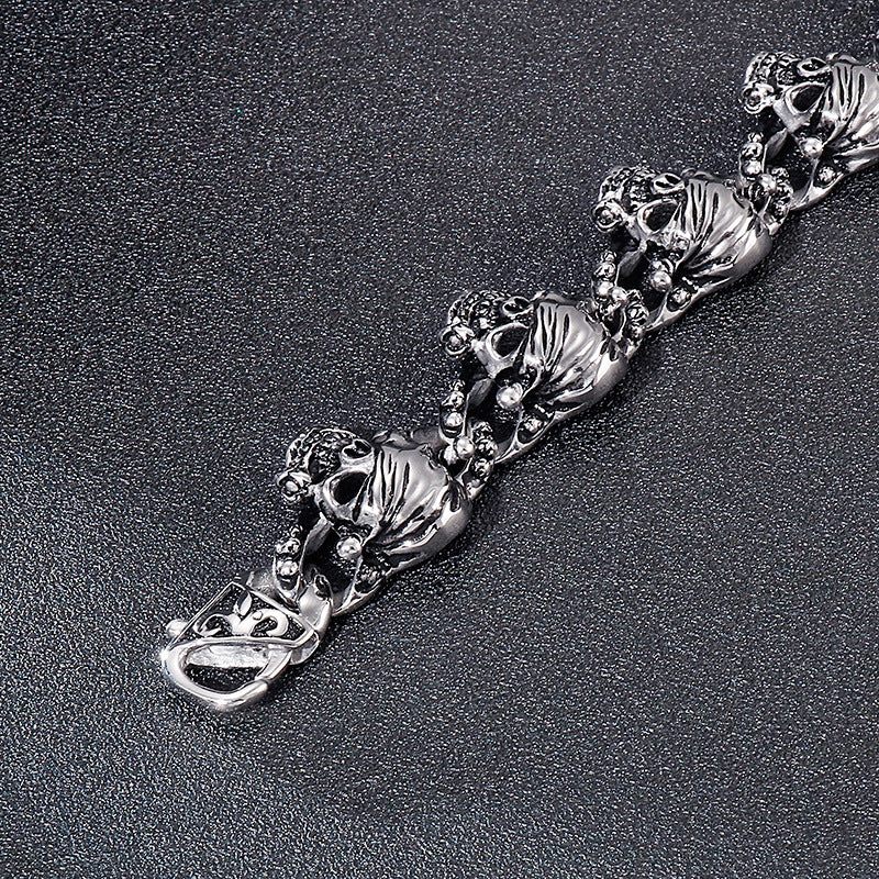 Kemstone Pirate Skull Bracelet for Men Titanium Steel Chunky Vintage Style KB27579-D