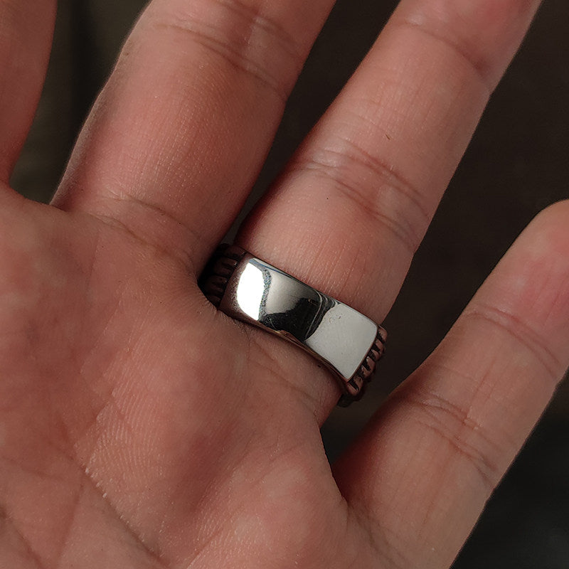 Kemstone Vintage Feather Design Titanium Steel Ring for Men – Angel’s Guardian Symbolism NW-TS276