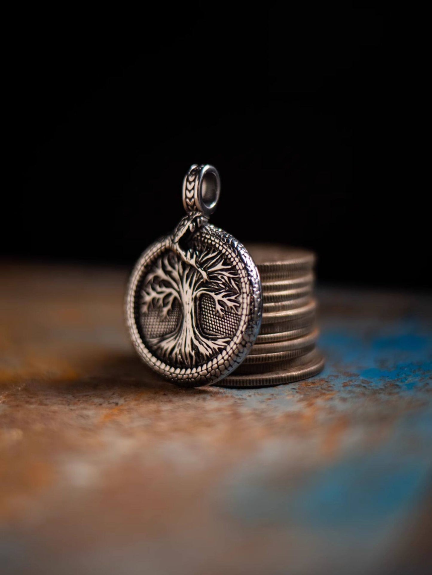 Kemstone Tree of Life Pendant Necklace – Norse Viking Titanium Steel for Men NW-XL177