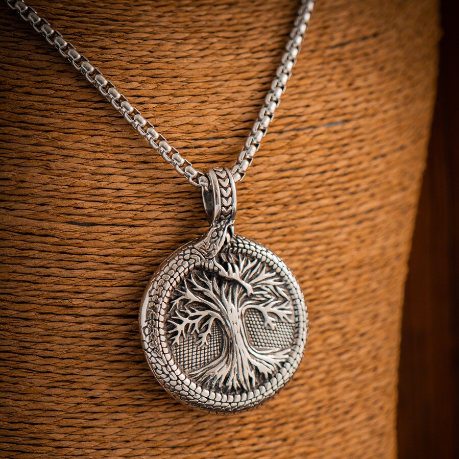 Kemstone Tree of Life Pendant Necklace – Norse Viking Titanium Steel for Men NW-XL177