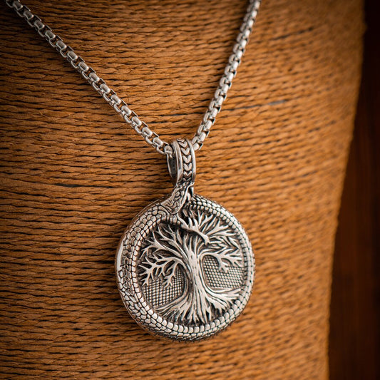 Kemstone Tree of Life Pendant Necklace – Norse Viking Titanium Steel for Men NW-XL177