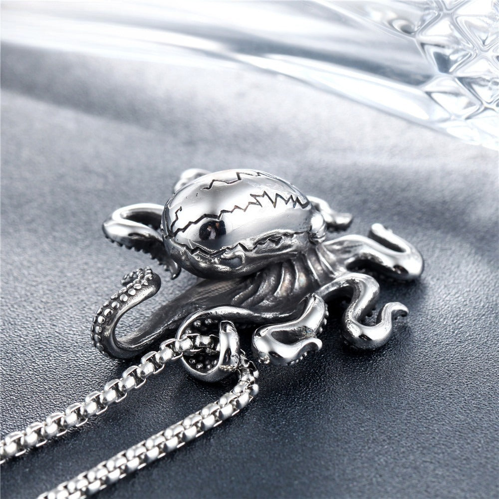 Kemstone Octopus Pendant Necklace for Men Titanium Steel Vintage Ocean Style P0241-NK05