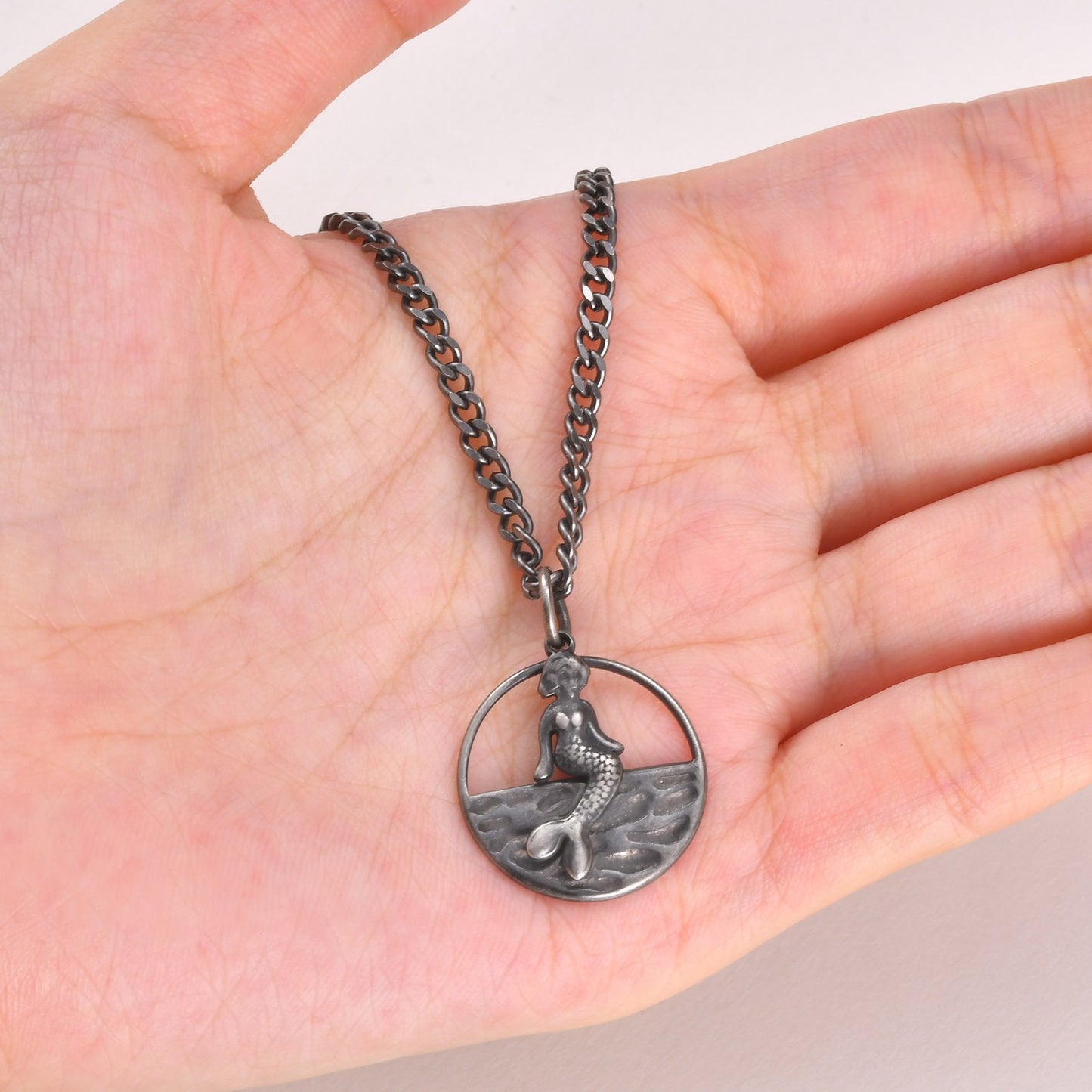 Kemston Nautical Mermaid Pendant Necklace for Men Stainless Steel Vintage Marine Design PN-2378