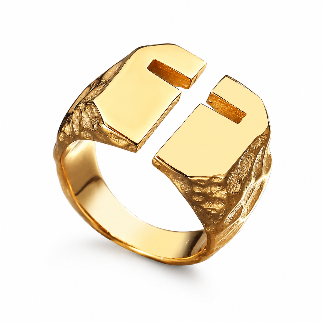 Kemston Open Cross Ring for Men Titanium Steel Vintage Texture R1015