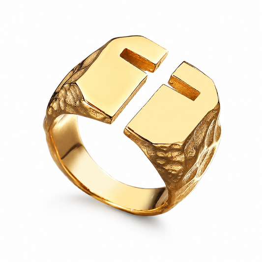 Kemstone Titanium Steel Open Cross Ring for Men Vintage Texture R1015
