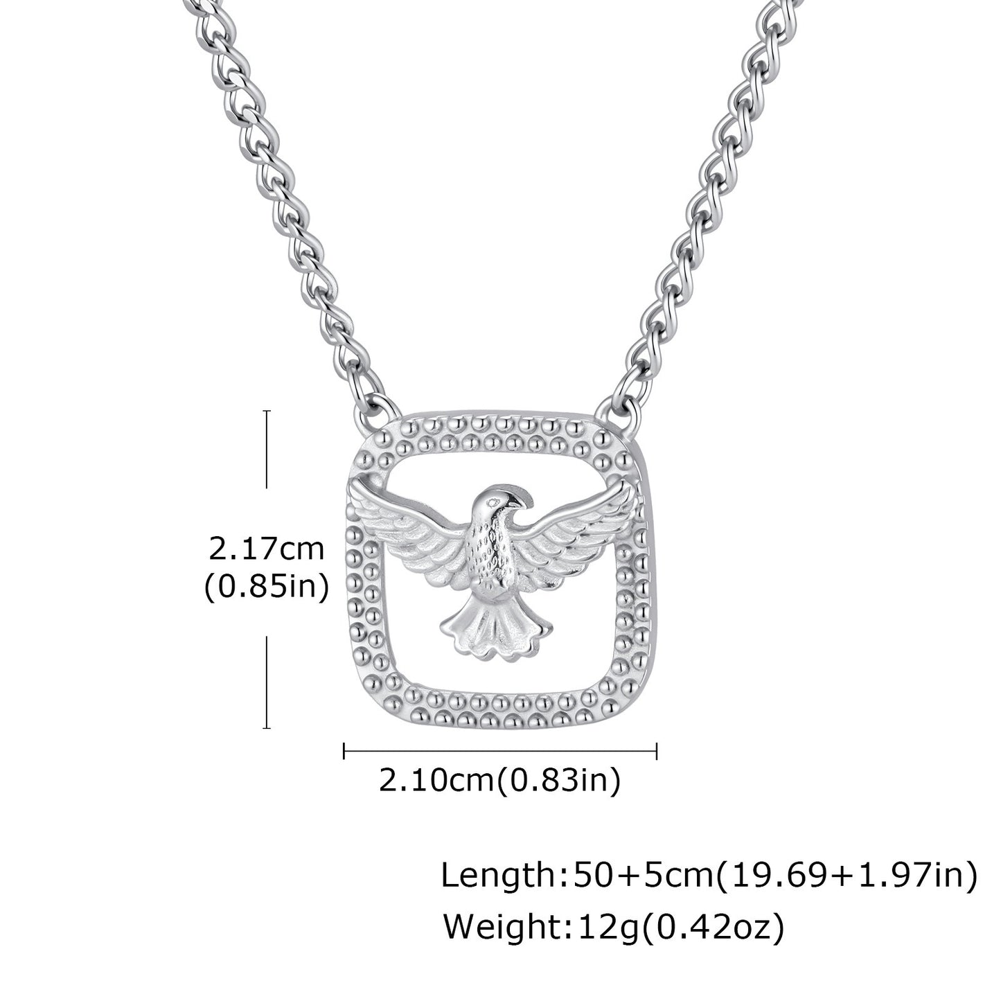 Kemston Flying Dove Necklace for Men Stainless Steel Open Frame NC-3103