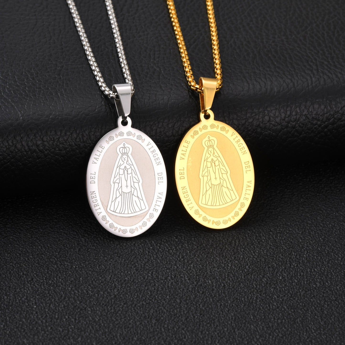 Kemstone Oval Medallion Pendant Necklace for Men Stainless Steel Vintage Relief PN-2399