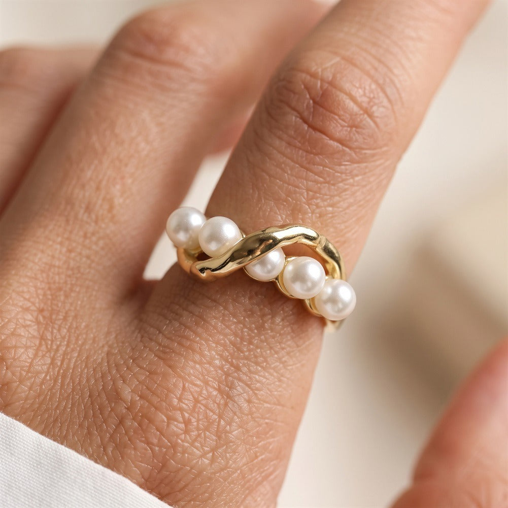 Kemston Pearl Wrap Ring for Women 925 Sterling Silver PSR03