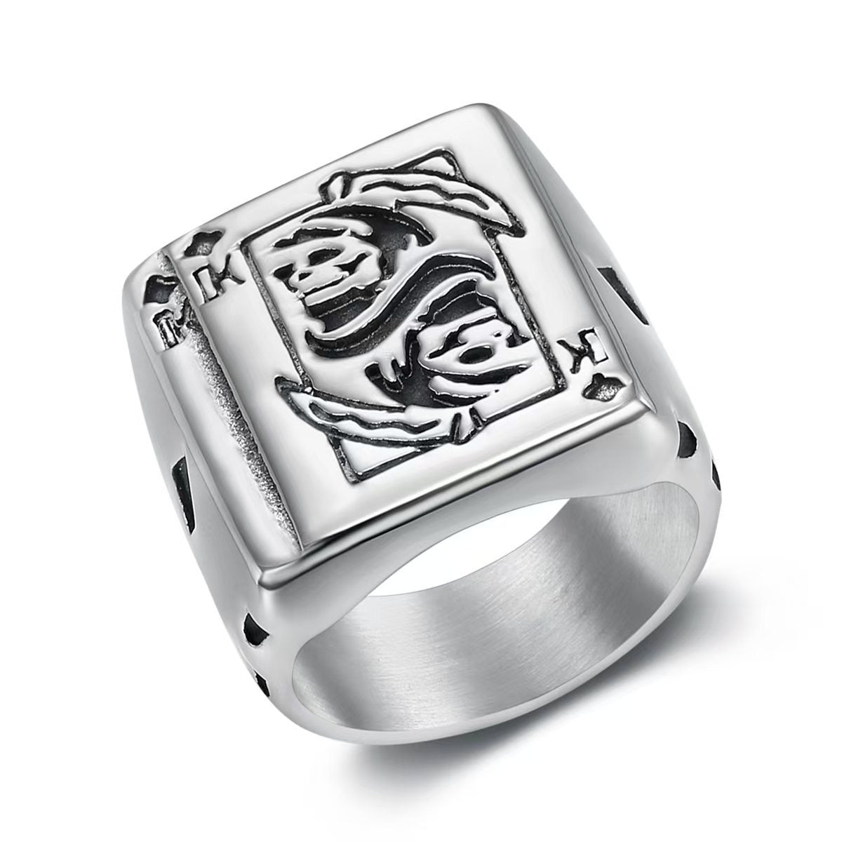 Kemstone Poker Signet Ring for Men Stainless Steel Gothic Figure Vintage TR0484