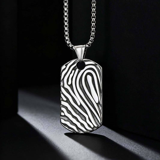 Kemstone Stainless Steel Hill Pattern Pendant Necklace for Men – Silver PN-2243