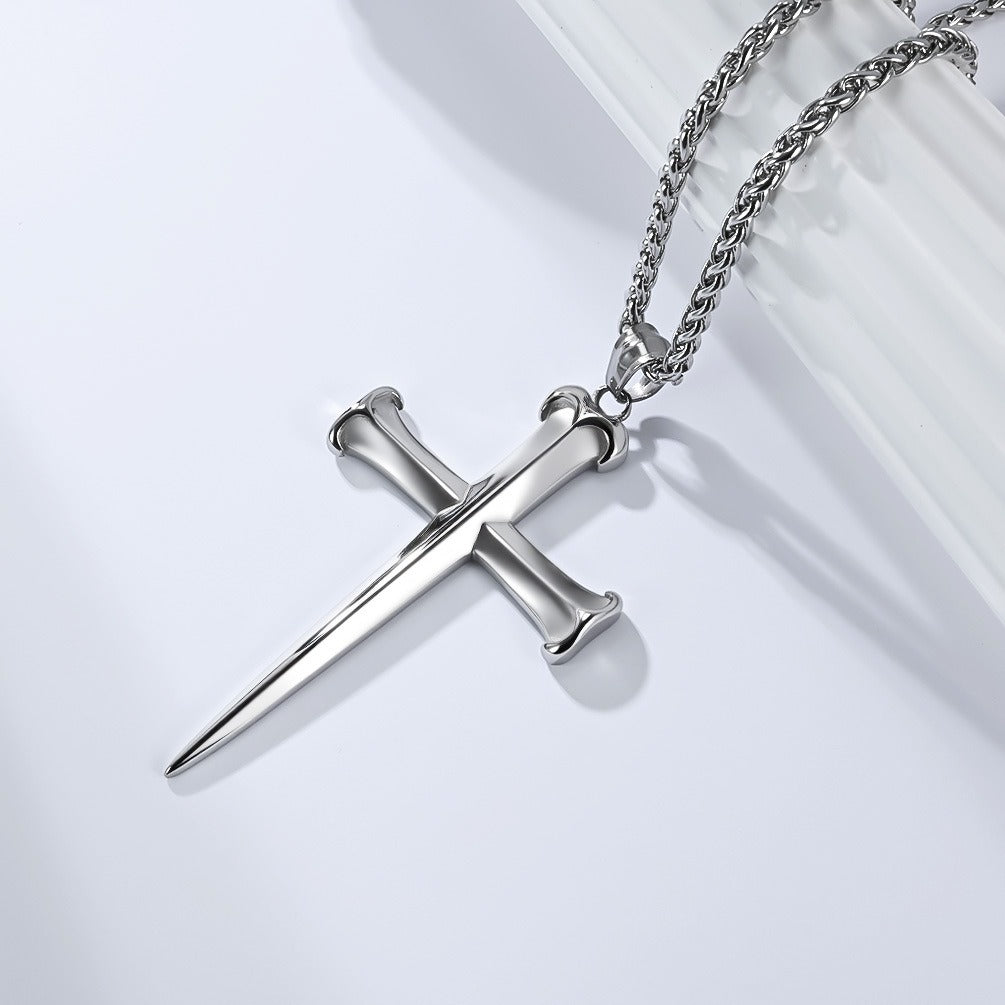 Kemstone Stainless Steel Cross Pendant Necklace – Vintage Style for Men K-PT683