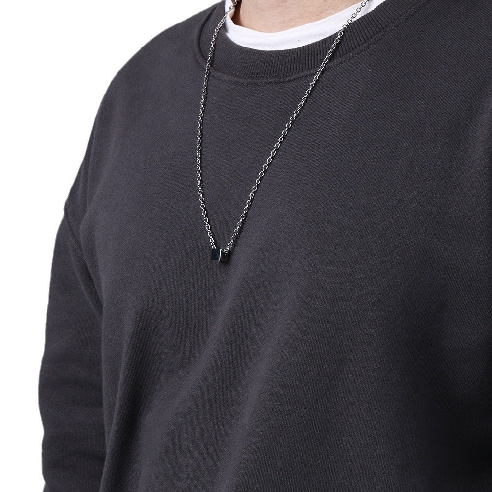 Kemstone Cube Pendant Necklace for Men Stainless Steel K-PT312