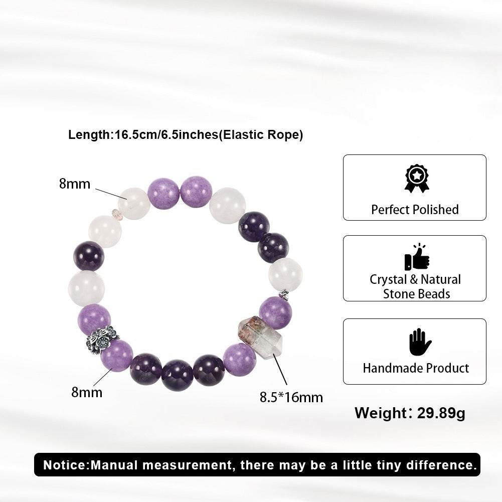 Kemston Purple Gradient Amethyst Bracelet for Women Mixed Natural Stones GMB103