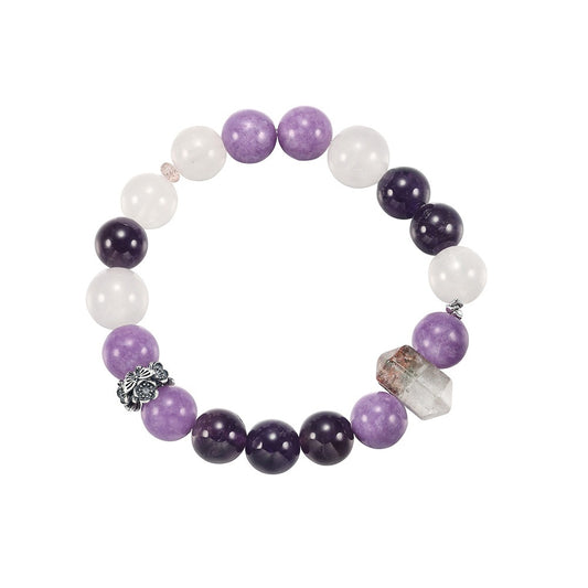 Kemstone Purple Gradient Amethyst Bracelet for Women Mixed Natural Stones GMB103