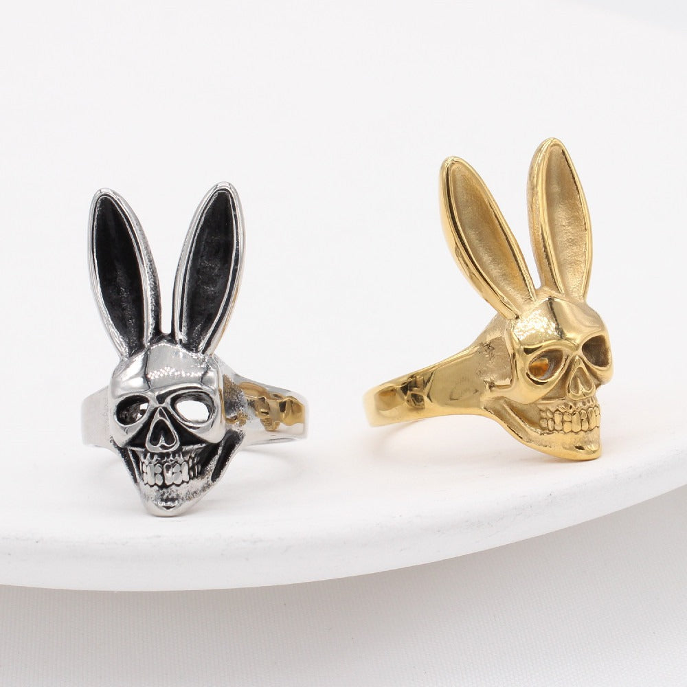 Kemstone Titanium Steel Rabbit Skull Ring for Men Gothic Style R1297