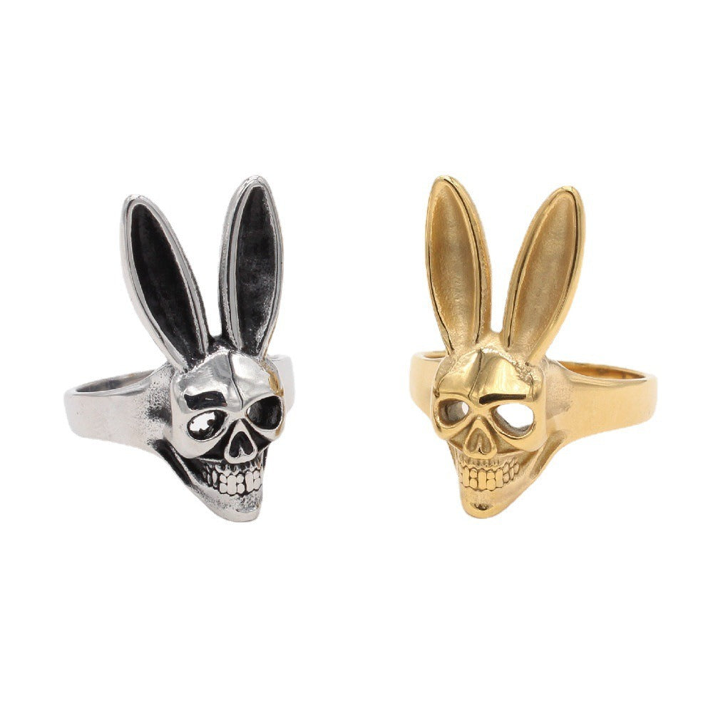 Kemstone Titanium Steel Rabbit Skull Ring for Men Gothic Style R1297
