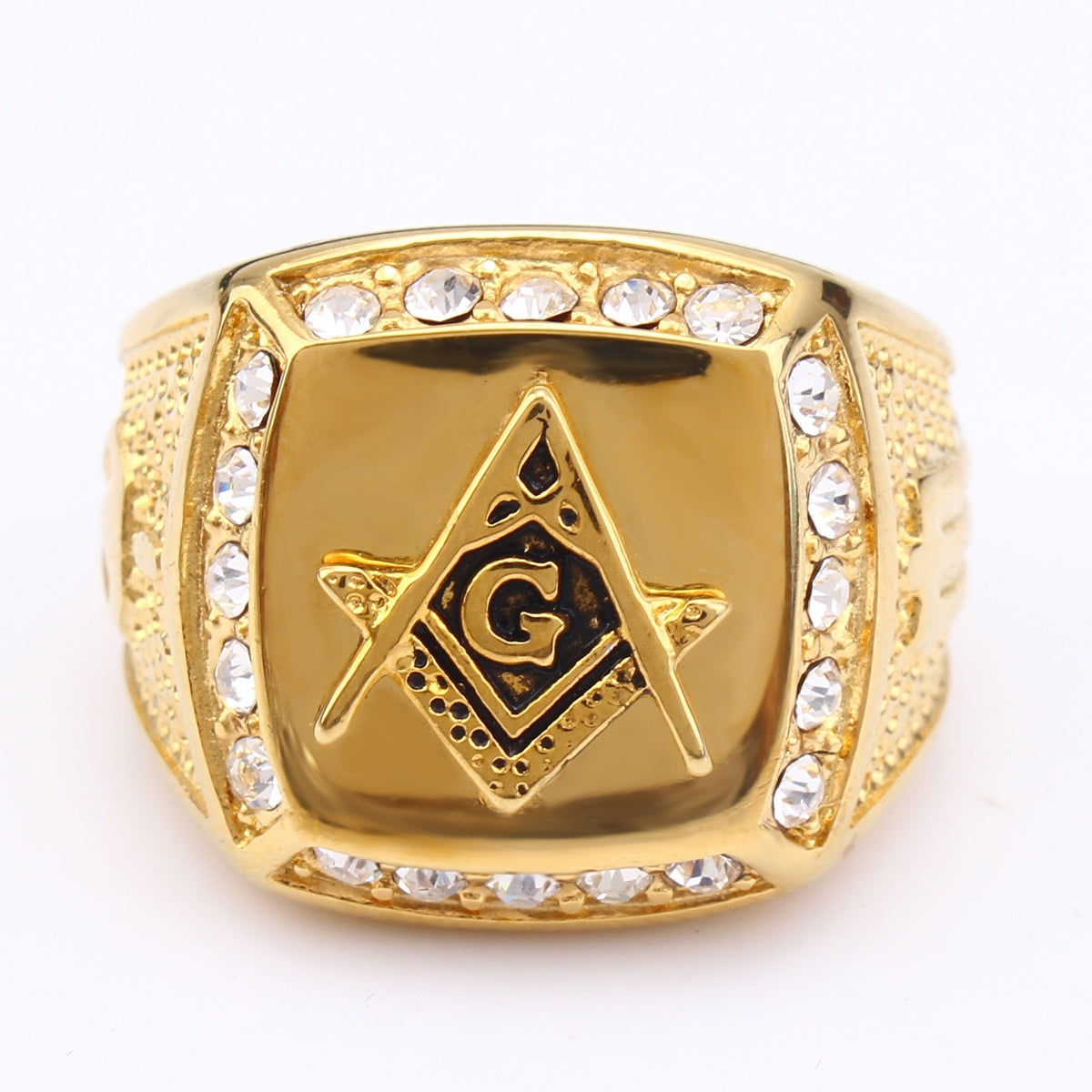 Kemstone Square Emblem Ring for Men Stainless Steel TR0050