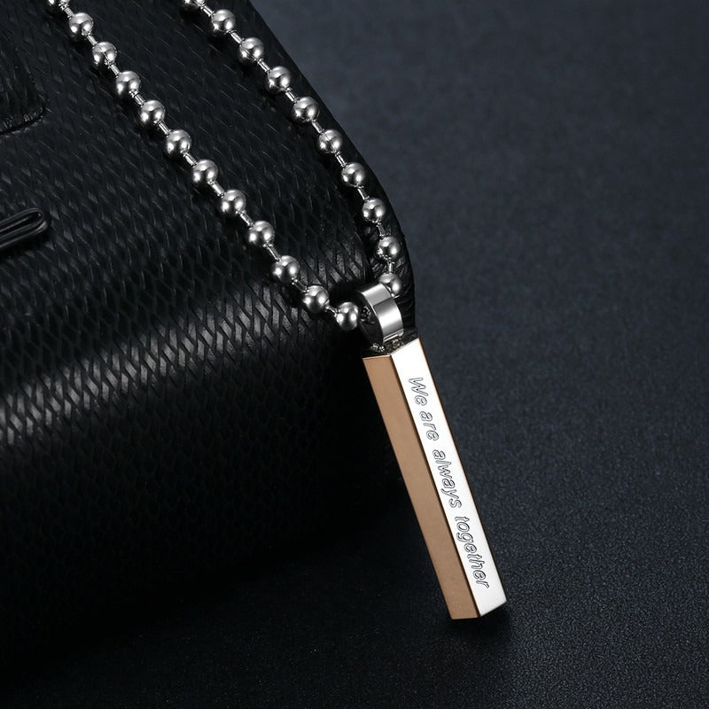 Kemstone Engraved Bar Necklace for Men & Women Titanium Steel TN0324