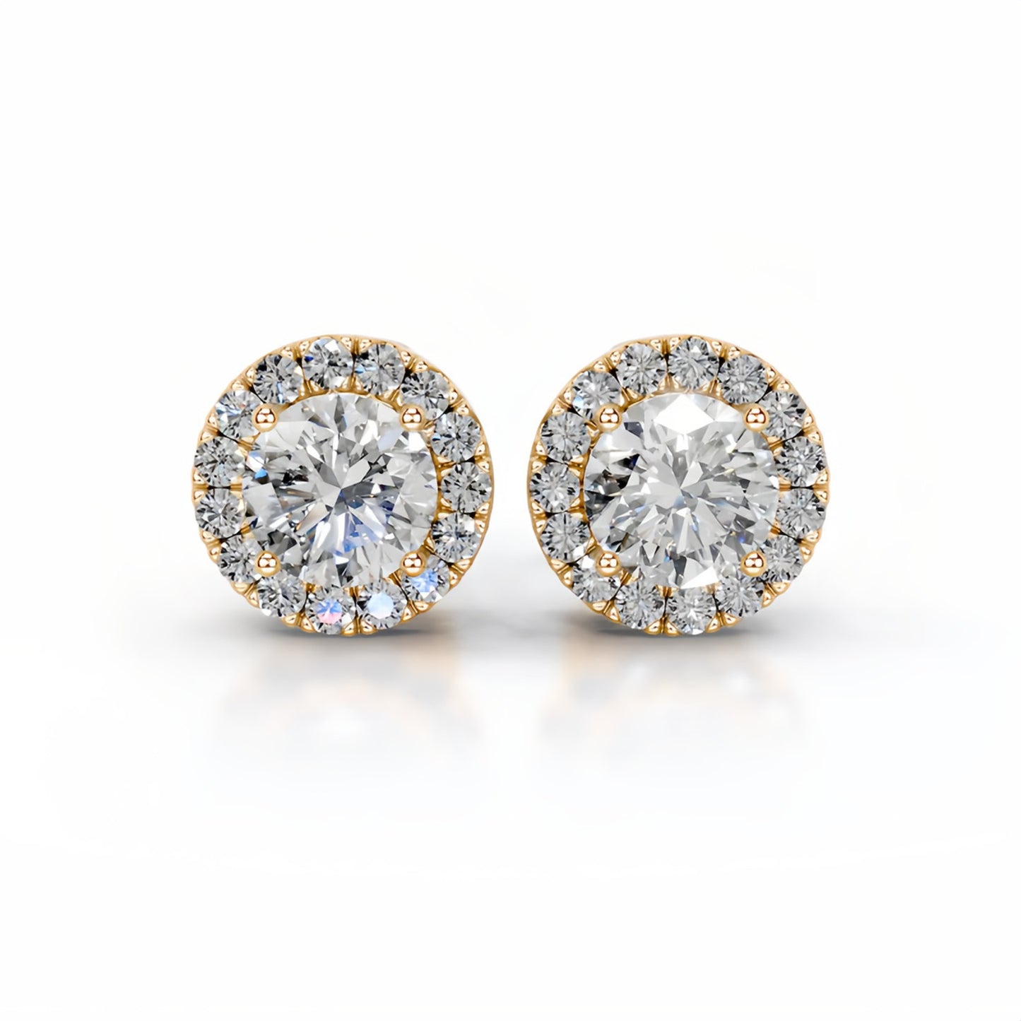 Kemstone Halo Moissanite Stud Earrings – 1 Carat D-E Color, 18K Gold Plated S925 Silver | Round, Pear, Oval, Princess, Heart & Radiant Cuts