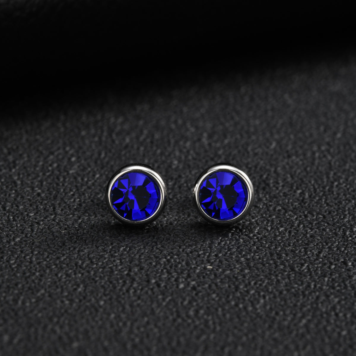 Kemstone Blue Cubic Zirconia Stud Earring for Men Stainless Steel ES-171
