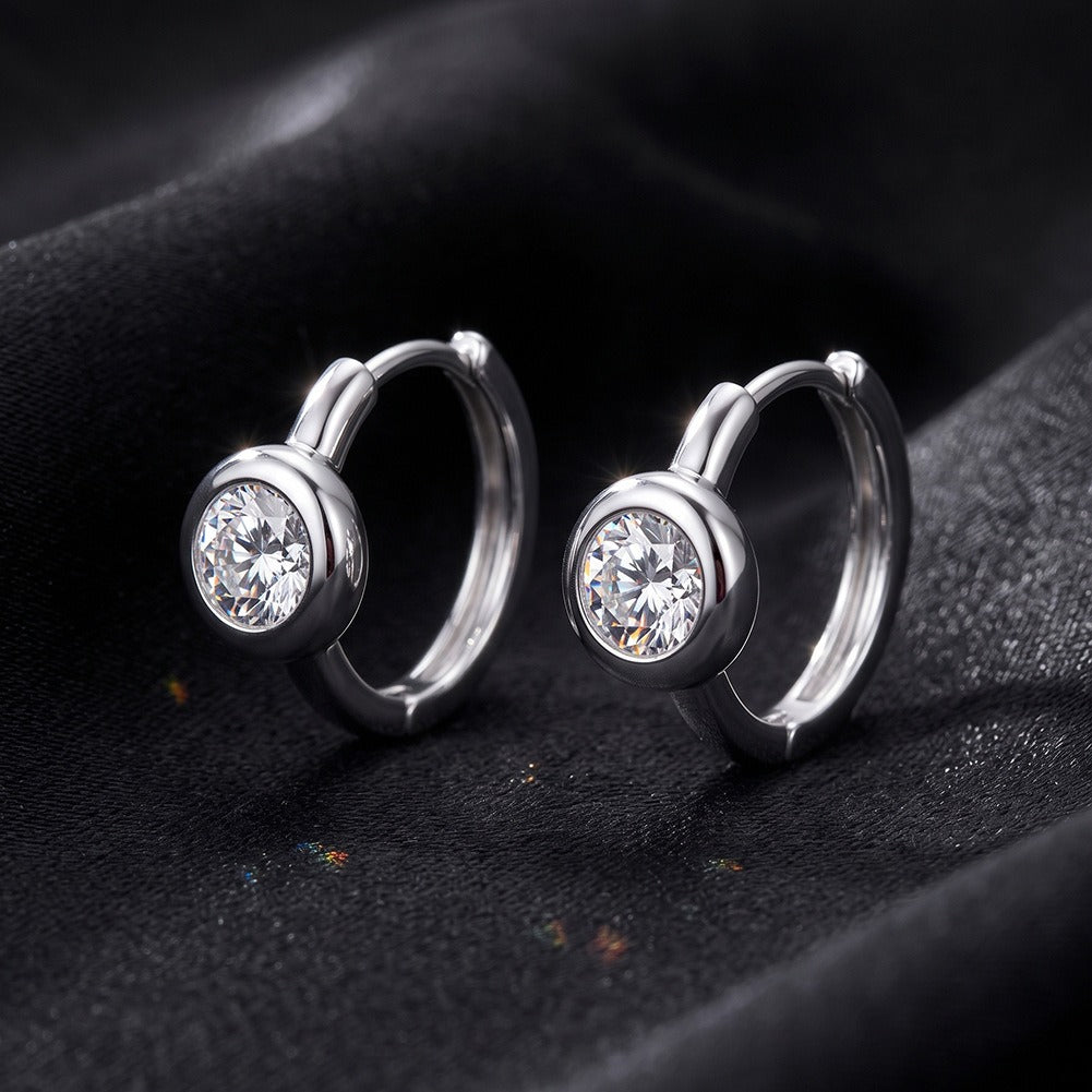 Kemstone Cubic Zirconia Earrings for Women 925 Sterling Silver Round Stud LZE68
