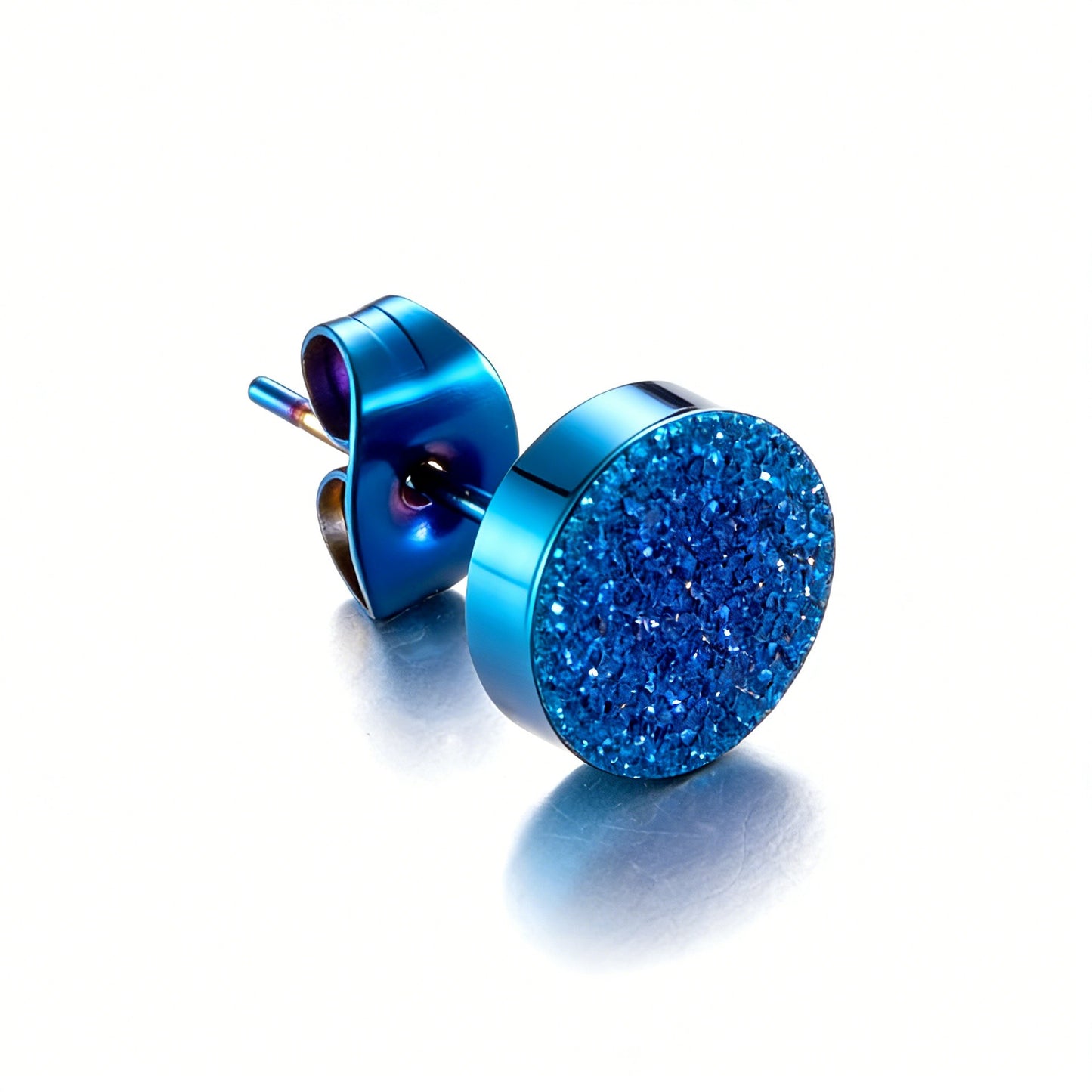Kemstone Sand Textured Stud Earrings for Men & Women Stainless Steel Round Finish K-E012