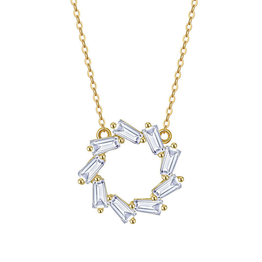 Kemstone S925 Sterling Silver Circle Pendant Necklace for Women – Pave CZ Round Pendant, Dainty Luxury Jewelry in Silver & Gold A4-APN48