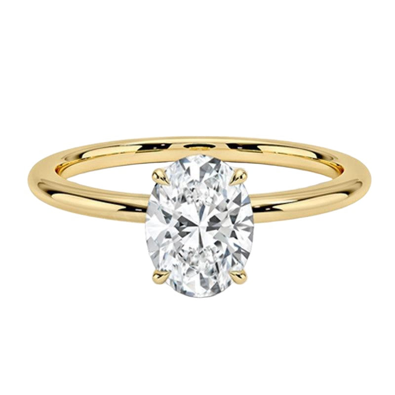 Kemstone 18K Gold Moissanite Engagement Ring — 1ct D-E Color VVS Clarity | Round / Oval / Cushion / Princess / Emerald / Heart Cut