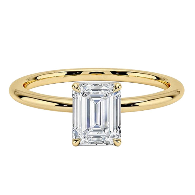 Kemstone 18K Gold Moissanite Engagement Ring — 1ct D-E Color VVS Clarity | Round / Oval / Cushion / Princess / Emerald / Heart Cut