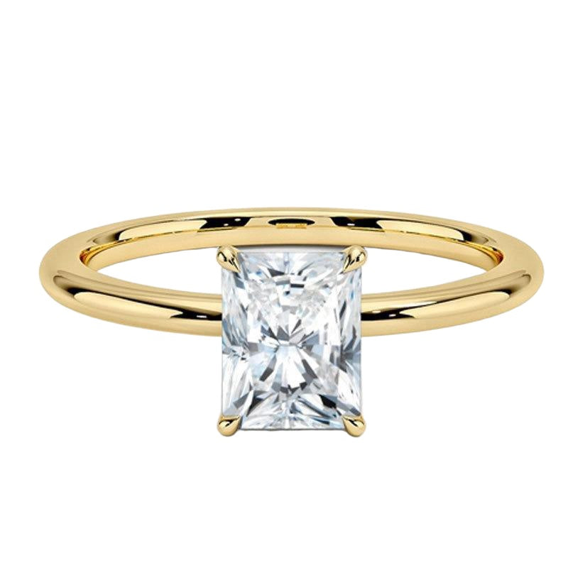 Kemstone 18K Gold Moissanite Engagement Ring — 1ct D-E Color VVS Clarity | Round / Oval / Cushion / Princess / Emerald / Heart Cut