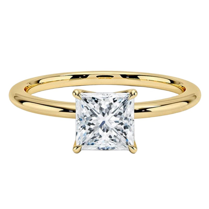 Kemstone 18K Gold Moissanite Engagement Ring — 1ct D-E Color VVS Clarity | Round / Oval / Cushion / Princess / Emerald / Heart Cut