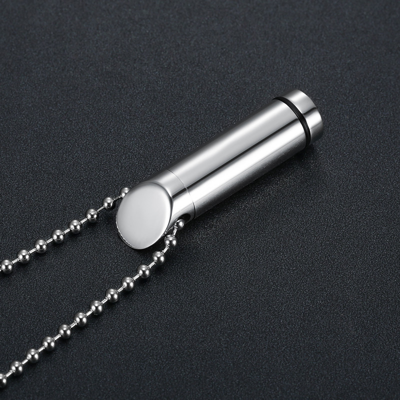 Kemstone Hidden Compartment Necklace for Men Titanium Steel Cylinder Screw-Top TN0316