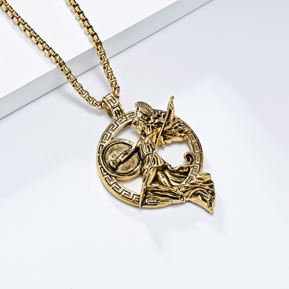 Kemstone Figure Relief Pendant Necklace for Men Stainless Steel Vintage Medallion K-PT585