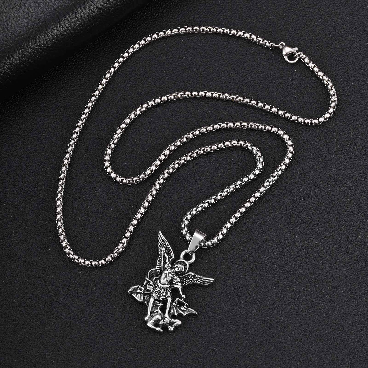 Kemstone Winged Angel Relief Pendant Necklace for Men Stainless Steel Vintage PN-2405