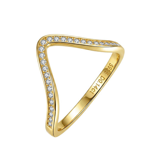 Kemstone V-Shaped Moissanite Ring for Women 925 Sterling Silver SMOR34