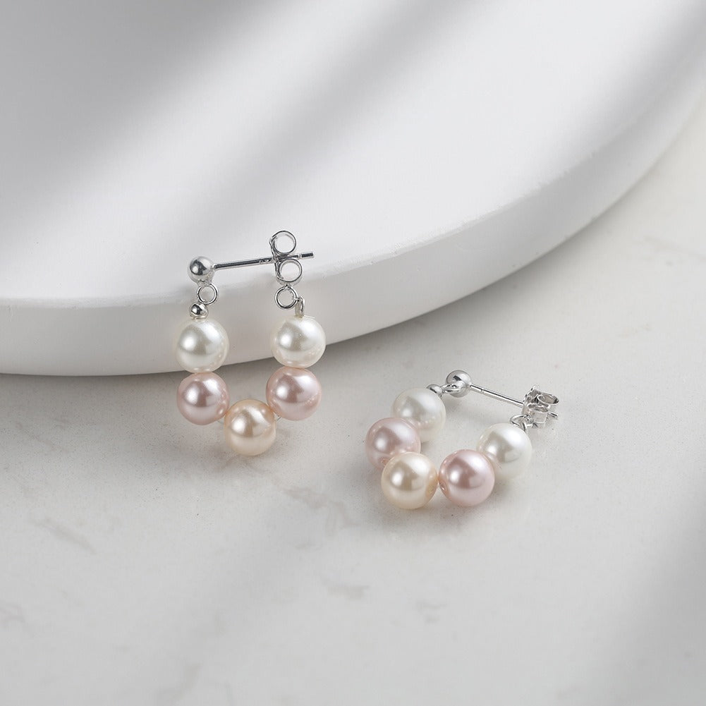 Kemstone Shell Pearl Drop Earrings for Women – 925 Sterling Silver PSE08