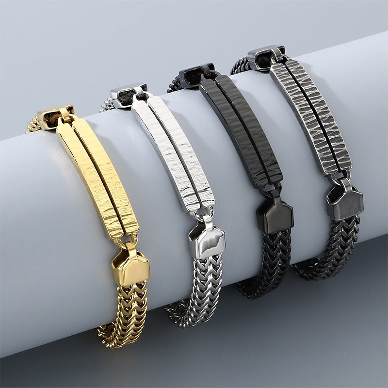 Kemstone Titanium Steel Dragonbone Chain Bracelet for Men – Vintage Bar Clasp Design K-B211234-KFC