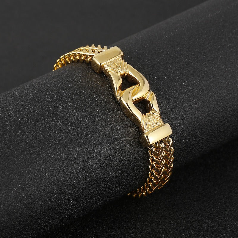 Kemstone Dragonbone Gold-plated Titanium Steel Bracelet for Men K-R1345