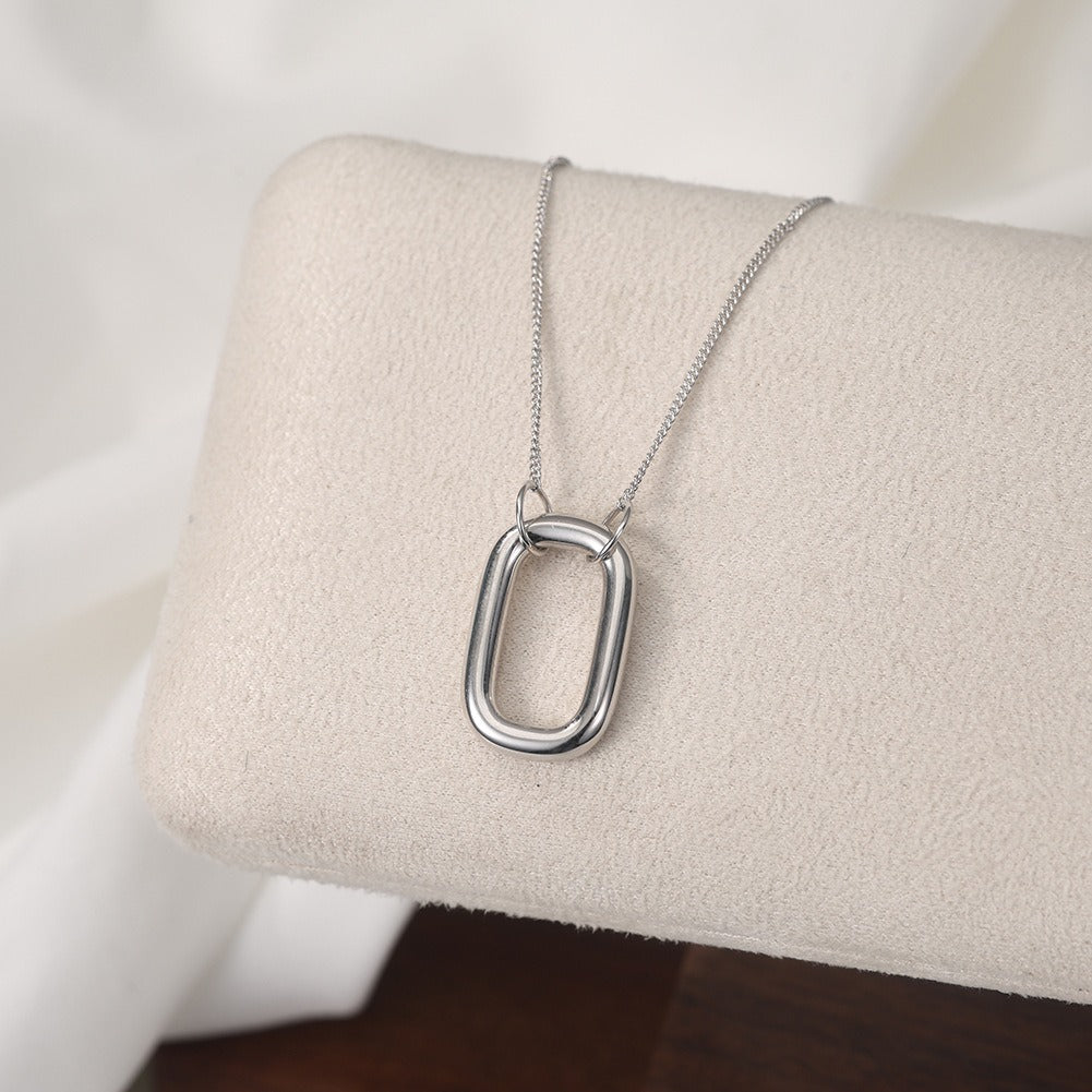 Kemstone Geometric Oval Link Pendant Necklace for Women – 925 Sterling Silver GAN09