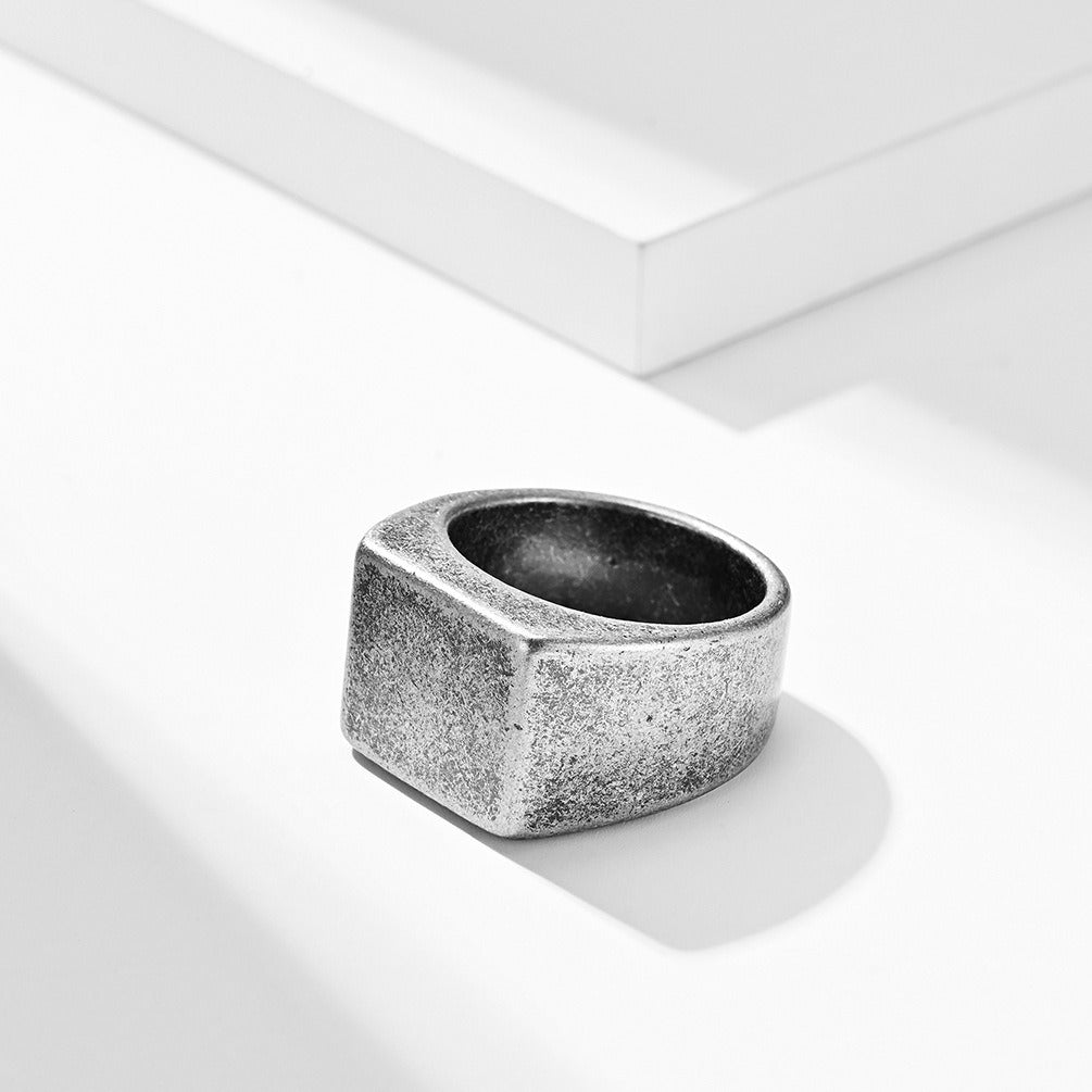 Kemstone Stainless Steel Square Signet Ring for Men K-R502