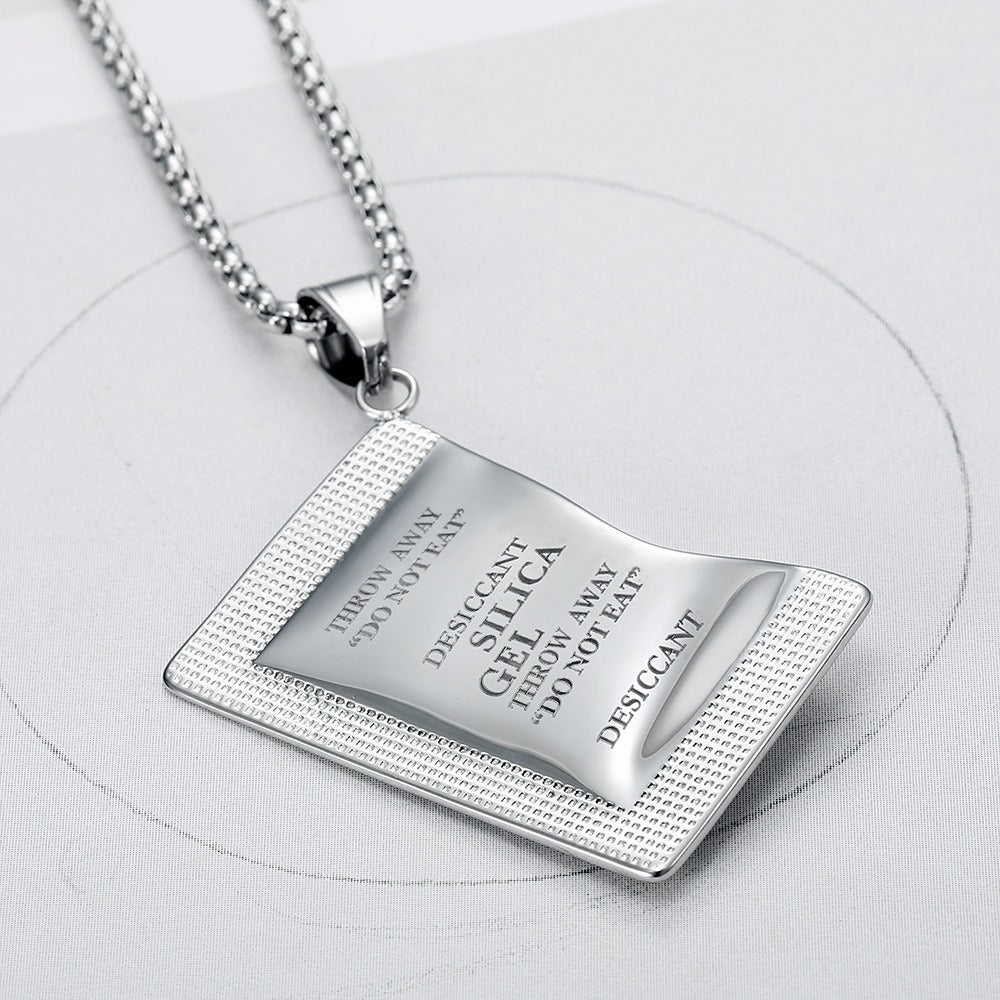 Kemstone Desiccant Packet Necklace for Men Titanium Steel Punk Style TN0404