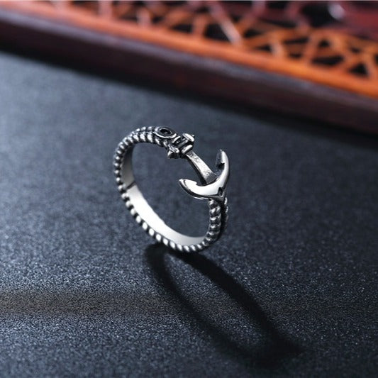Kemstone Anchor Rope Ring for Men Titanium Steel Vintage R0664