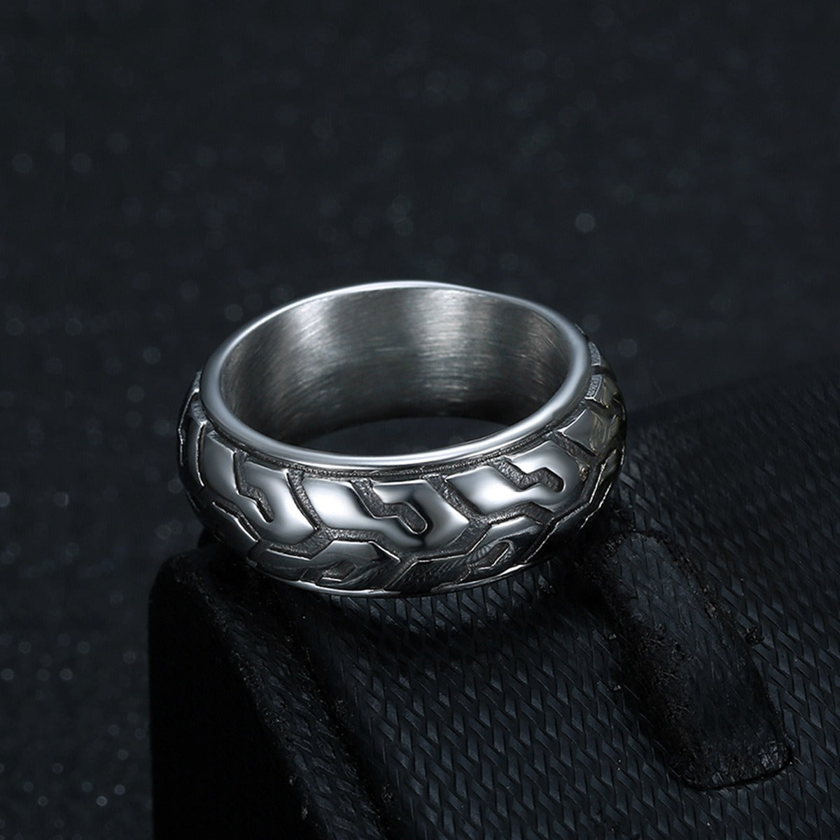 Kemstone Stainless Steel Tire Tread Ring for Men TR0368